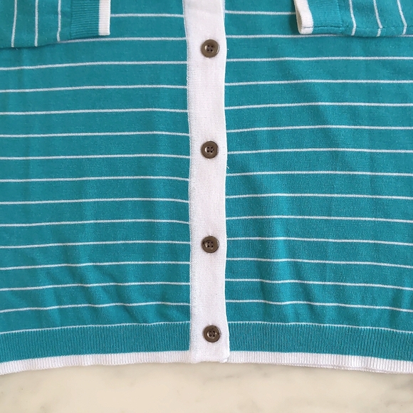 NWOT. Forever 21 Wool blended V-Neck lightweight cardigan sweater with stripes. - Picture 4 of 4